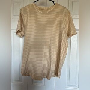 lululemon athletica Beige Striped Short Sleeve Tee